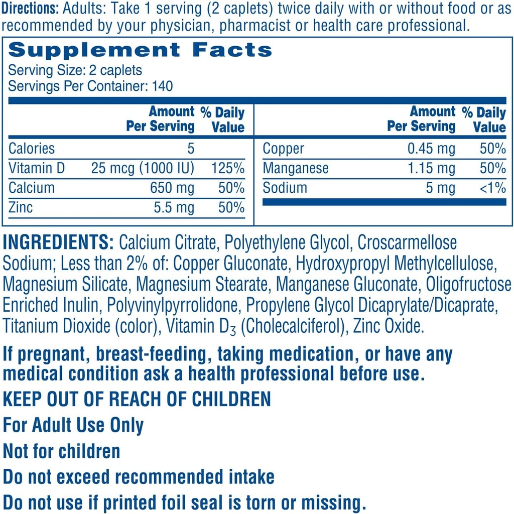 Maximale Plus Citracals, Zeer Oplosbaar, Gemakkelijk Gescheiden, 630 mg Calcium citraat met 1000 IE Vitamine D3, Bone Health Supplement voor volwassenen, Caplets, 280 Tellen (Pack of 1)