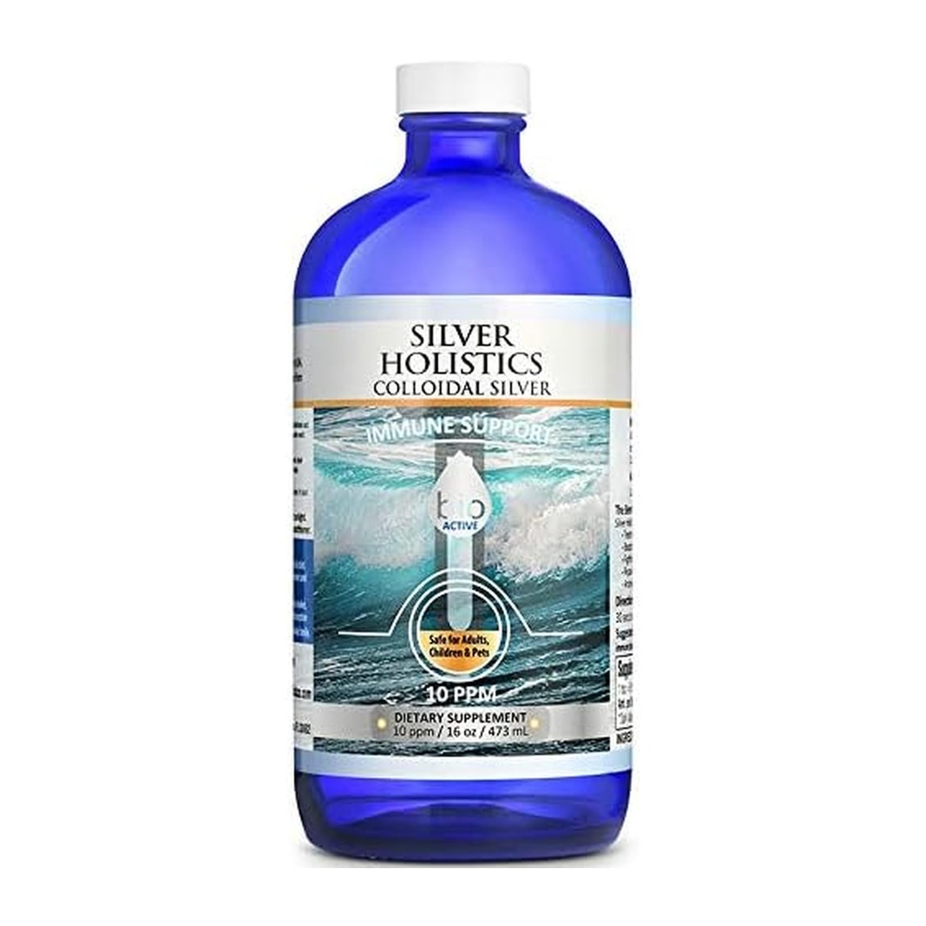 Silver Holistics Collective Silver Liquid 10PPM - Collective Silver Bottle with Meetbekers - Silver Holistics Liquid for Children, Adults, & Pets - Silver Supplement for Immune Support (16 Oz.)