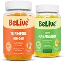 BeLive Bundle Magnesium en Kurkuma Gummies voor Ontspanning, Slaap, Inmune Ondersteuning en Mobiliteit Ondersteuning