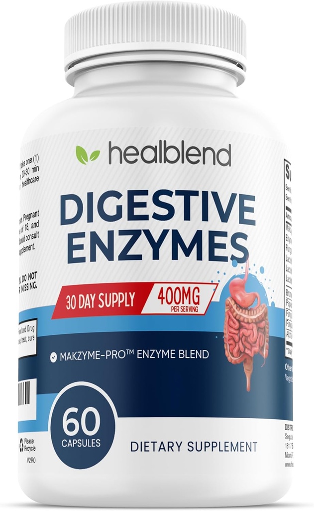 healblend Digestive Health Enzyme Blend Supplement: Geavanceerde Enzyme met Probiotica - 60 Capsules (1)