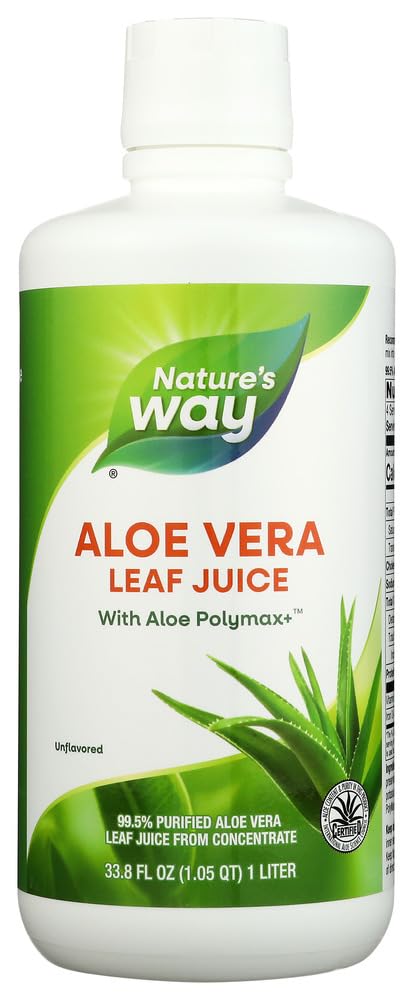 Nature's Way Aloë Vera Leaf Juice met Polymax+, 99,5% Gezuiverd Aloë Vera Leaf Juice van Concentrate, Unflavored, 33,8 Fl Oz