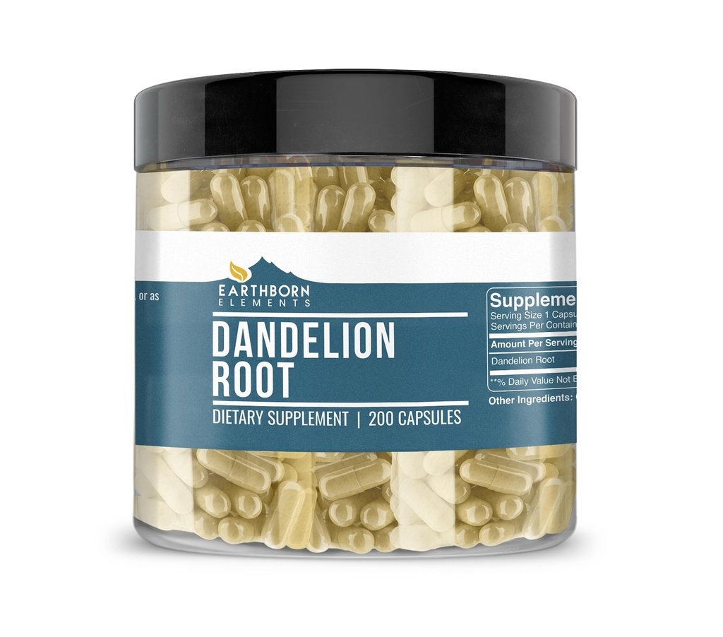 Earthborn Elements Dandelion Root 200 Capsules, Pure & Onverdund, Geen Additieven
