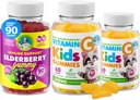 DR. MORITZ Vitamine C Gummies en vlierbessen Gummies voor kinderen en volwassenen - Immune Support Low-Sugar Kauwbare Gummy Vitaminen voor peuters - Vegetarisch Gelatine-vrije kinderen Dieetsupplement