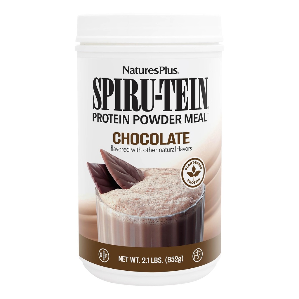 NaturesPlus SPIRU-TEIN Schudden - Chocolade - 2,1 lbs, Spirulina Proteïne Poeder - Plantenmaaltijden Vervanging, Vitaminen en Mineralen voor Energie - Vegetarisch, Glutenvrij - 34 Serven