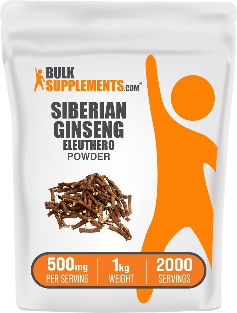 BulkSupplements.com Eleuthero Powder - Siberian Ginseng Powder, Eleutherococcus senticosus, Ginseng Herbal Supplement - Gluten Free, 500mg per Serving, 1kg (2.2 lbs) (Pack of 1)