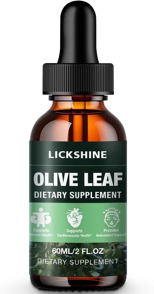 1 Pack 1000MG Olive Leaf Liquid Extract - Organic Olive Leaf Drops Supplement Tinctuur voor betere absorptie - Immune & Heart Support Glutenvrij, Non-GMO, Veganist, 2 Fl Oz