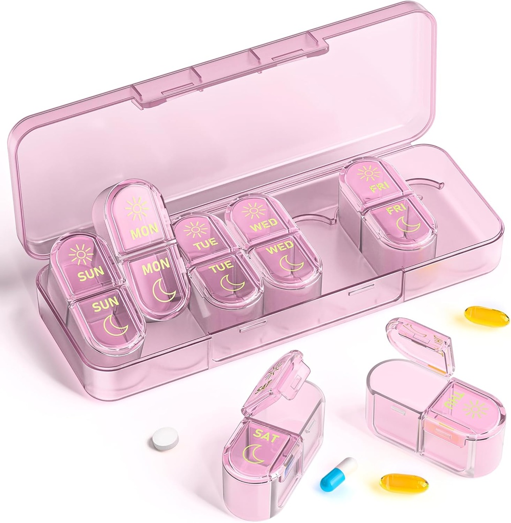 Pillen Organisator, Am & Pm Pillen Organizer 7 dagen, Weekly Pillen Case 2 keer per dag, Pill Box 7 dag, Medicine Organizer voor Reizen, Vitaminen, Visolie, Supplementen