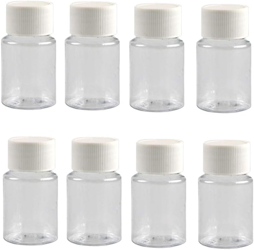12PCS 30ML 1OZ Transparante Lege Plastic Flessen met Witte Schroefdop Solid Powder Capsules Pillen Tablethouder Opbergvak Hervulbare Draagbare Duurzame Container Pot voor Reizen Dagelijks Leven