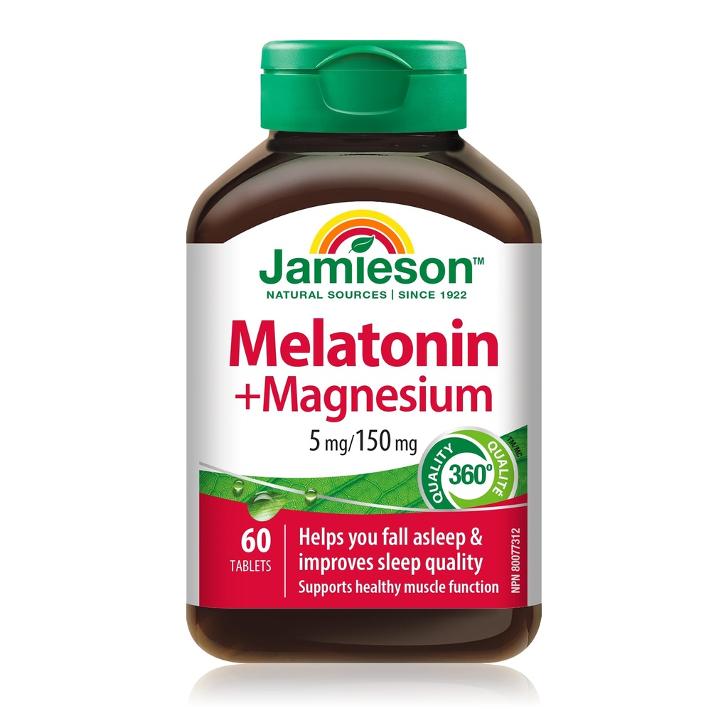 Jamieson Melatonine met Magnesium 5mg/150mg, 60 tabletten