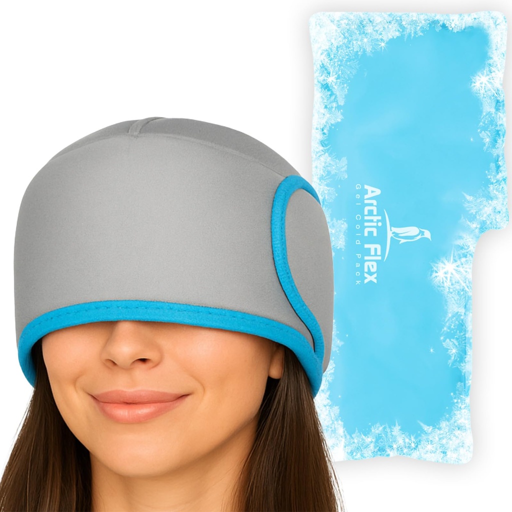 Vive Migraine Relief Cap - Hot & Cold Compression Hat voor Hoofdpijn - Full Head Ice Wrap Beanie & Eye Mask for Tension & Pressure Relief - Cooling Headband - Herbruikbare en flexibele zachte gel Packs
