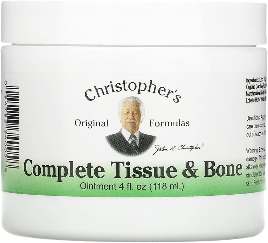 Christopher's Originele Formules Complete Tissue & Bone Zalf, Herbal Topical for Muscle & Joint Support, 4 fl oz