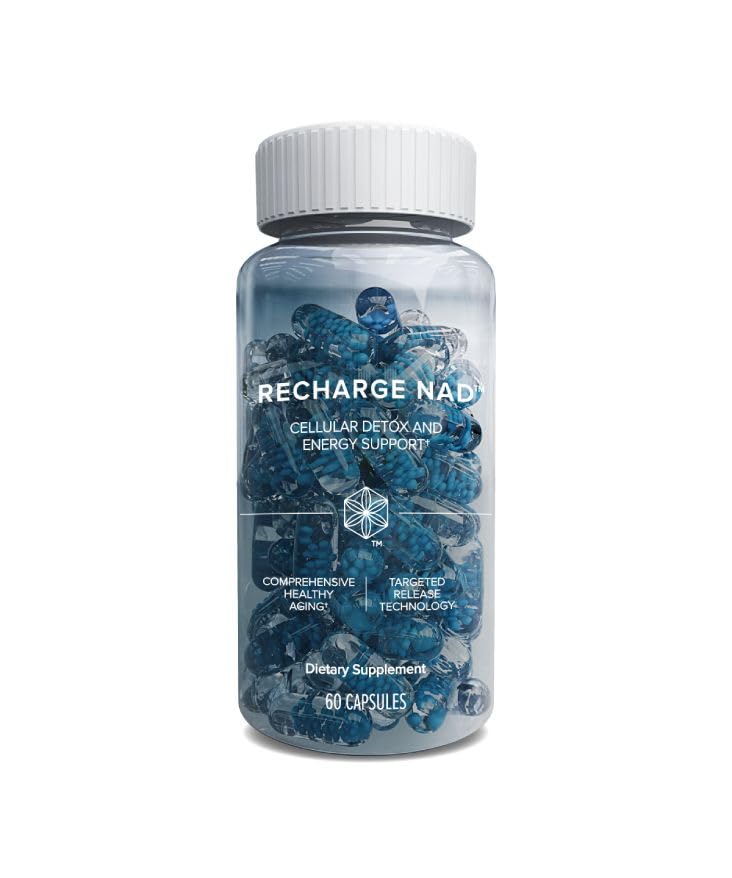 Isagenix Recharge NAD - Cellular Detox, Comprehensive Healthy Aging, and Energy Support - 1 Bottle - 60 ct Targeted Release Capsules
