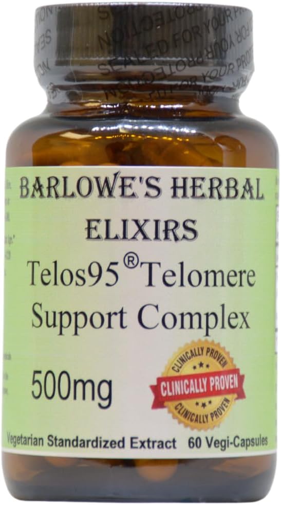 Barlowe's Herbal Elixirs Telos95® Telomere Support Complexe Advanced Cellular Health & Longevity Formula 500mg met Astragalus Extract 