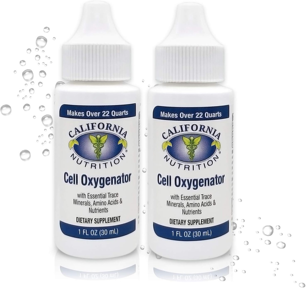 Cell Oxygenator 1 Fl Oz Flesje (verpakking van 2), vloeibare zuurstofdruppels Dagelijks voedingssupplement voor meer immuunsysteem, sporenmineralen en aminozuren voor atleten Sport