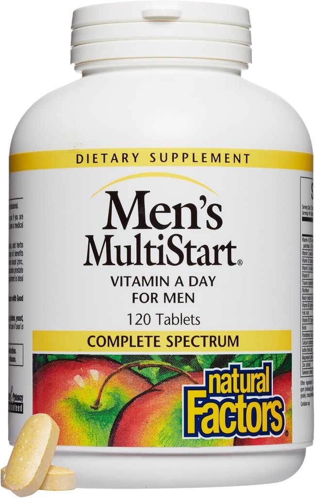 Natuurlijke factoren, Mannen MultiStart Dagelijks Multivitamine, Voedingsondersteuning voor Immune Health and Energy, 120 tabletten (60 porties)