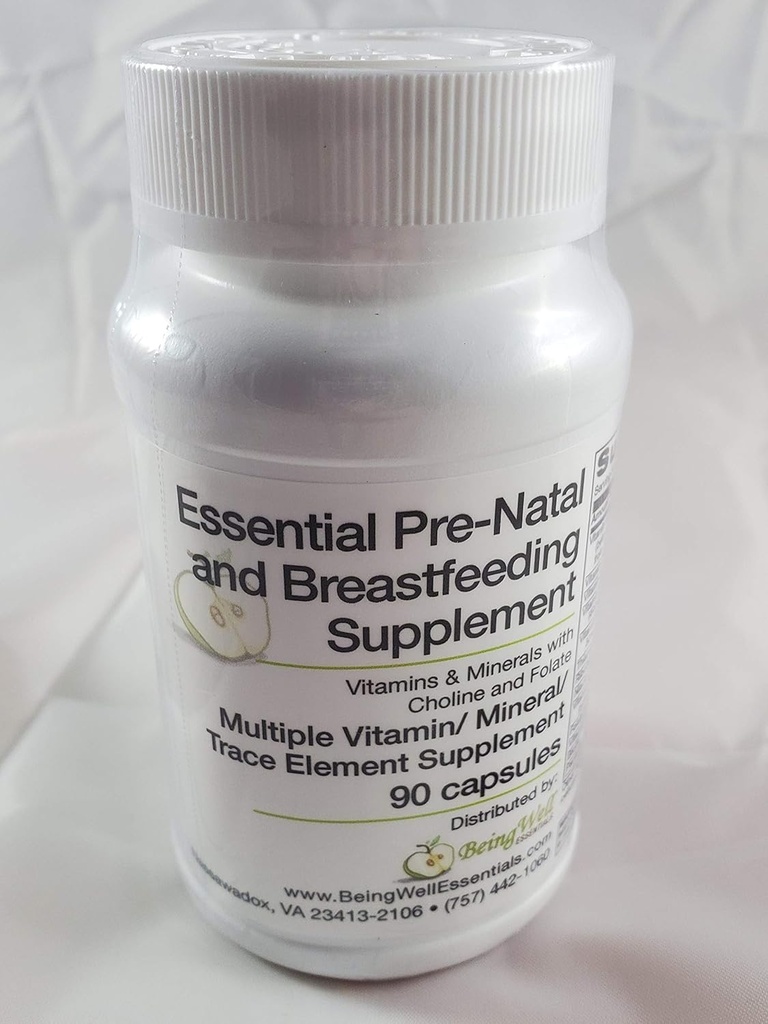 Essentiële Pre-Natal en Borstvoeding Supplement Vitaminen en Mineralen met Choline en Folaat Trace Element Supplement 90 Capsules