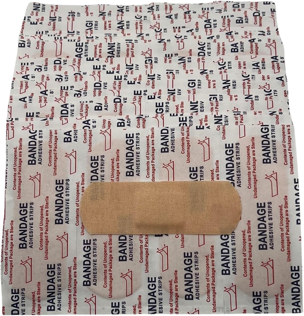 200 Pack Flexibele stoffen lijmbandages, ademend Comfortabele Bandage Strips 1" x 3" voor EHBO, Wondverzorging en Bescherming