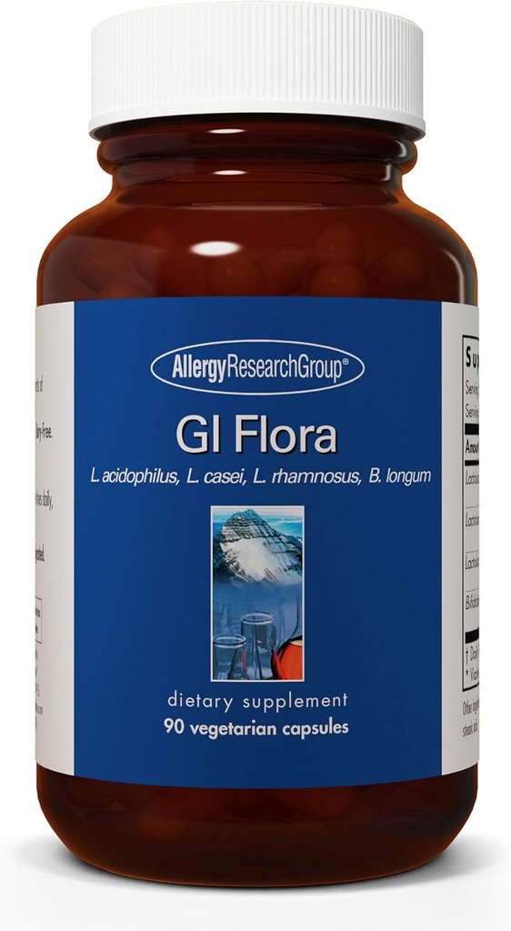 Allergie Onderzoeksgroep GI Flora Supplement - Probiotica voor de spijsvertering gezondheid, Gut Health voor mannen & vrouwen, Lactobacillus en Bifidobacterium - 90 Tel.