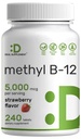 DEAL  toevoegingsmiddelen Methyl B-12 Vitaminen 5000 mcg, 240 Kauwtabletten Actieve vorm - Aardbei Gearomatiseerd - Energie Support & Brain Health Function - Vegetarisch & GGO-vrij