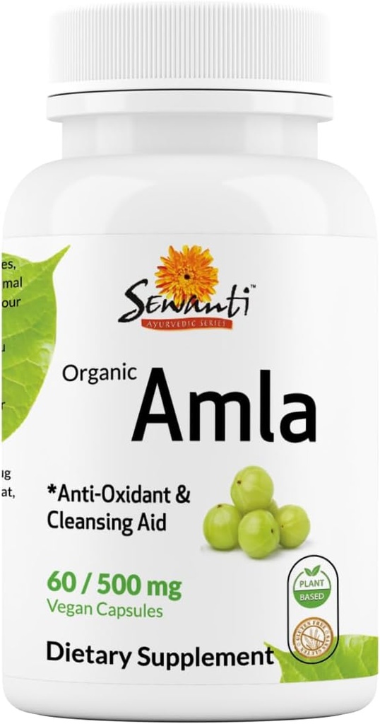 Sewanti Biologische Amla Dieetsupplement Natuurlijke Antioxidant, Vitamine C Boost 60 Vegan High Potency Extract Capsules, 500mg