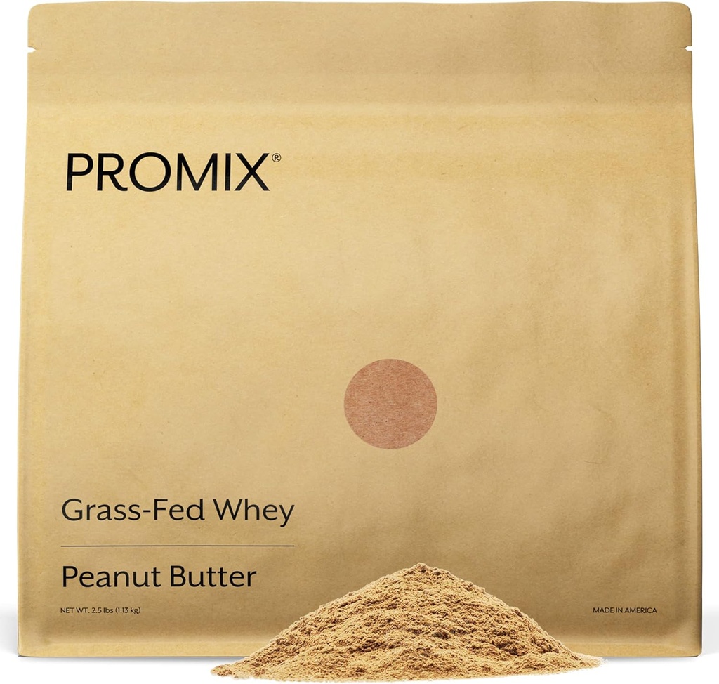 ProMix Nutrition Whey Protein Powder, Peanut Butter - Grass-Fed - Post Workout Fitness & Nutrition Shakes, Smoothies, Bakken & Cooking Recepten - Gluten-Free & Keto-Friendly - 2.5 Pond (verpakking 1)