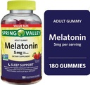 Soring Valley Melatonine Gummies, Niet GGO, Aardbei Smaak, 5 mg, 180 Tellen