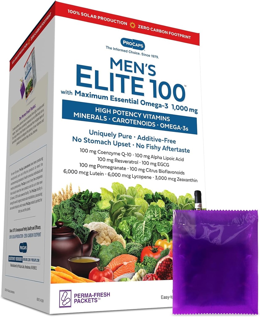 ANDREW LESSMAN Multivitamine - Mannen Elite-100 met Maximale Essential Omega-3 1000 mg 120 Packets  Geen additieven