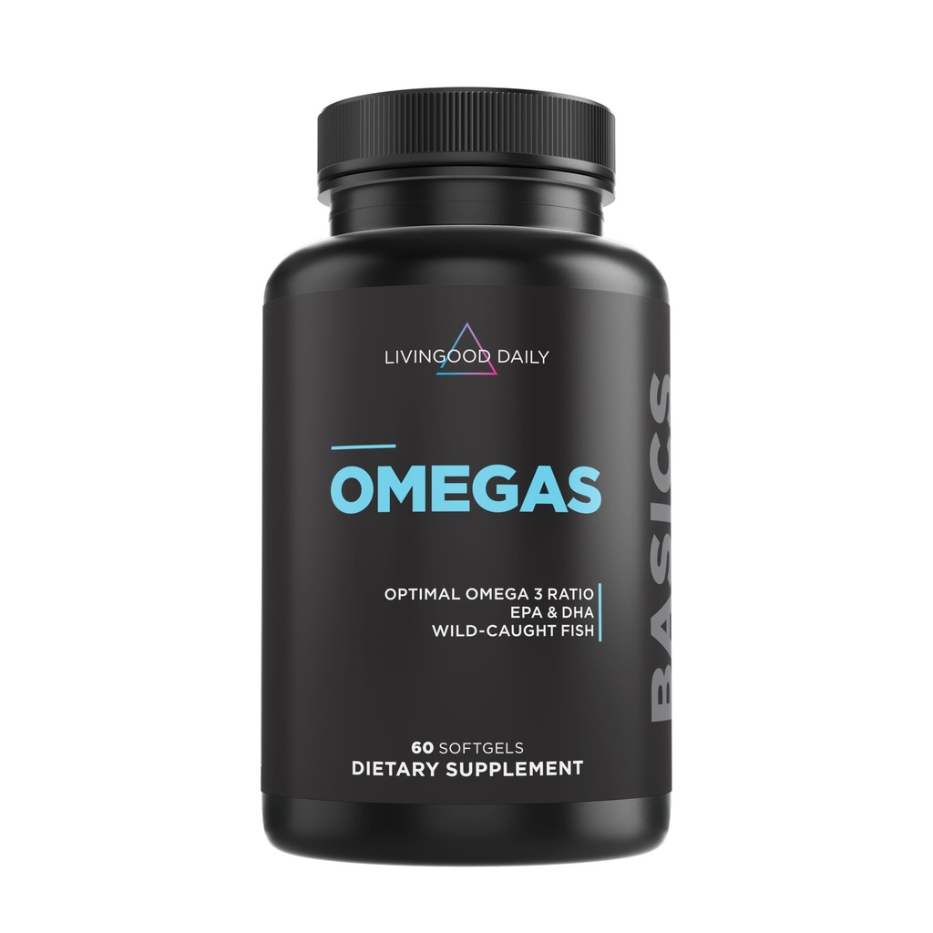 Livingood Daily Fish Oil Omega 3 Supplement, EPA en Dha van Wild Caught Fish, Omega 3 vetzuren voor hart, hersenen, en gezamenlijke gezondheid voor mannen en vrouwen, Glutenvrij, 30 dagen levering, 60 Softgels