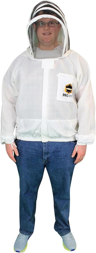 Mann Lake Provent Beekeeping Jacket, professionele kwaliteit Vented Bee Gear met self-Supporting Veil, zwaar-duty ritssluitingen, elastische pols openingen, versterkte hoog-Wear Areas & Chest Pocket, middelgrote