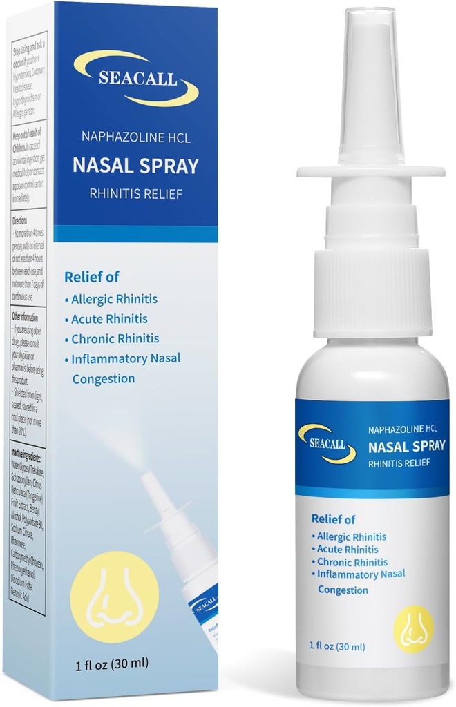 Neusspray, Rhinitis Spray Relief van allergische rhinitis, Assists bij het spoelen van nasale irriterende stoffen, Verlicht droge neussymptomen & Vermindert niezen, jeuken, Runny Neus & Congestie (30ml/1 fl oz)