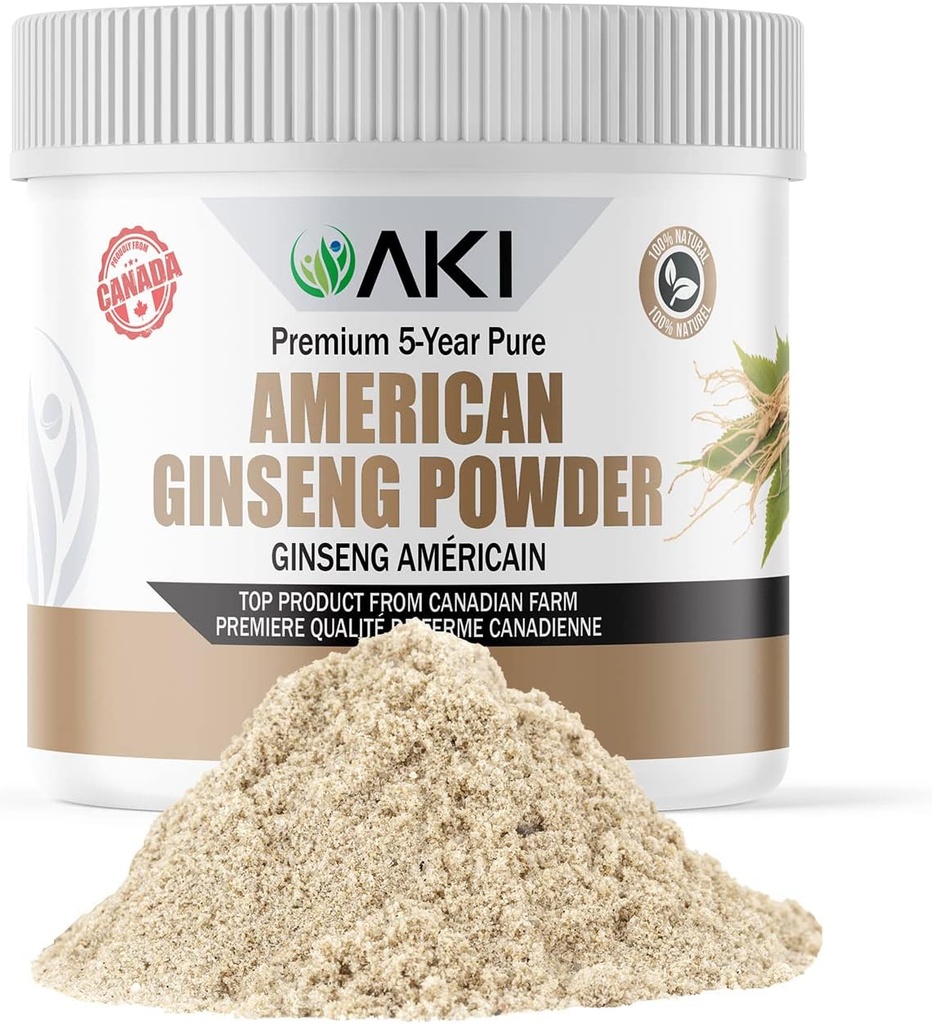 AKI American Ginseng Powder with 4% Ginsenosides - Ideaal voor koffie, dranken zoals Smoothies (4oz/113g)
