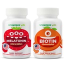 Kinderen Melatonine 1mg kauwtabletten + Biotin 5000mcg kauwtabletten bundel