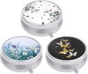 3 Pack pil Box, kleine pil geval voor portemonnee & zak, leuke reis medicijnen Organisator, draagbare geneeskunde container houder om vitamines vast te houden, medicijnen, visolie & supplement, vlinder
