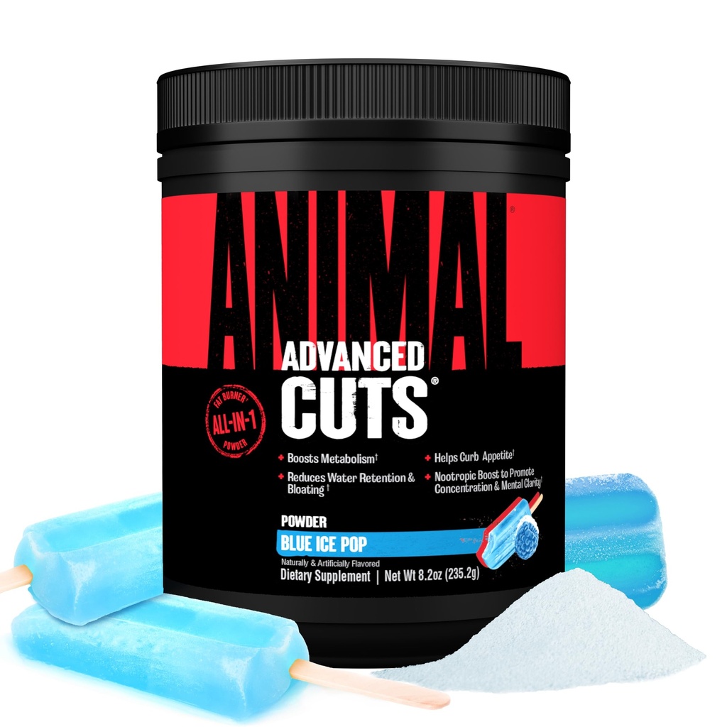 Animal Cuts Thermogenic Fat Burner Powder - Weight Loss for Women and Men for Metabolism, Energy, Focus, and Nootropic Brain Support with Ketones Appetite Suppressant - Blue Ice Pop Flavor