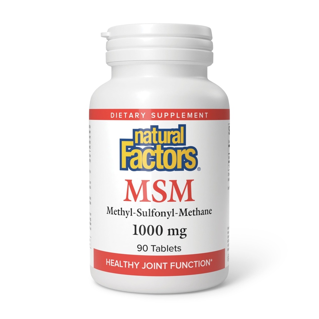 Natuurlijke factoren, MSM 1000 mg, ondersteunt gezonde gewrichten, haar, huid en nagels, 90 capsules (90 porties)
