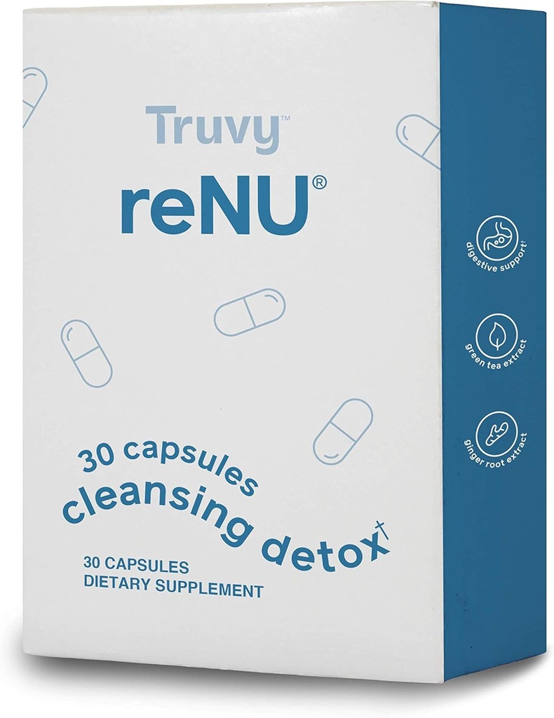 Truvy Renu Detox 30 Graaf Digestive Support Capsules Ondersteunt Gut Balance & Natural Eliminatie Formule voor interne reiniging & Wellness