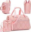 Pink Women's 40L Gym Duffel with Shoe Compartment - Carry On Weekender Overnight Bag - Personal Item Travel Workout Tote