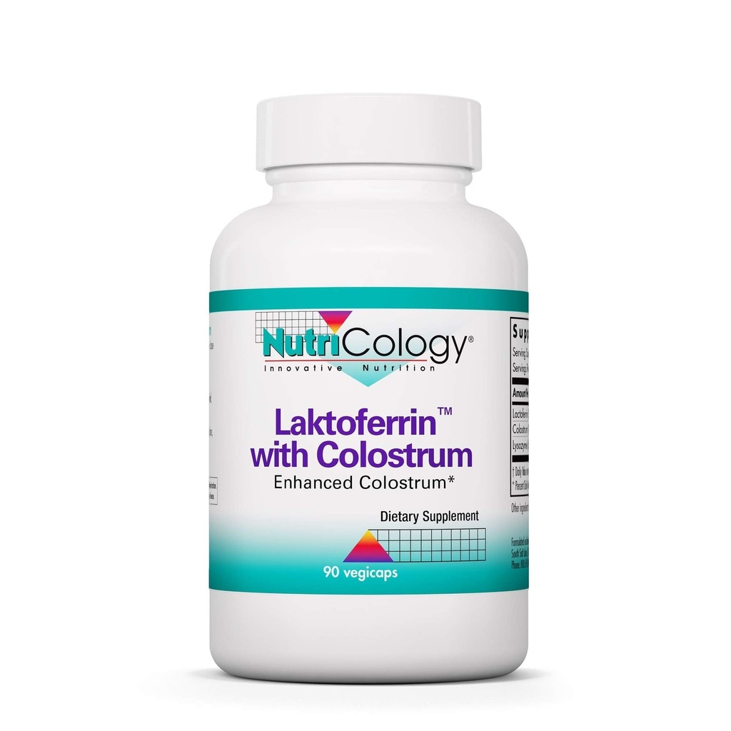 Nutricologie Laktoferrin met Colostrum Supplement - Lactoferrine, Bovine Colostrum, Immunoglobuline, Lysozyme, IgG, IGA, IgM, Plantaardige Capsules - 90 Tel.