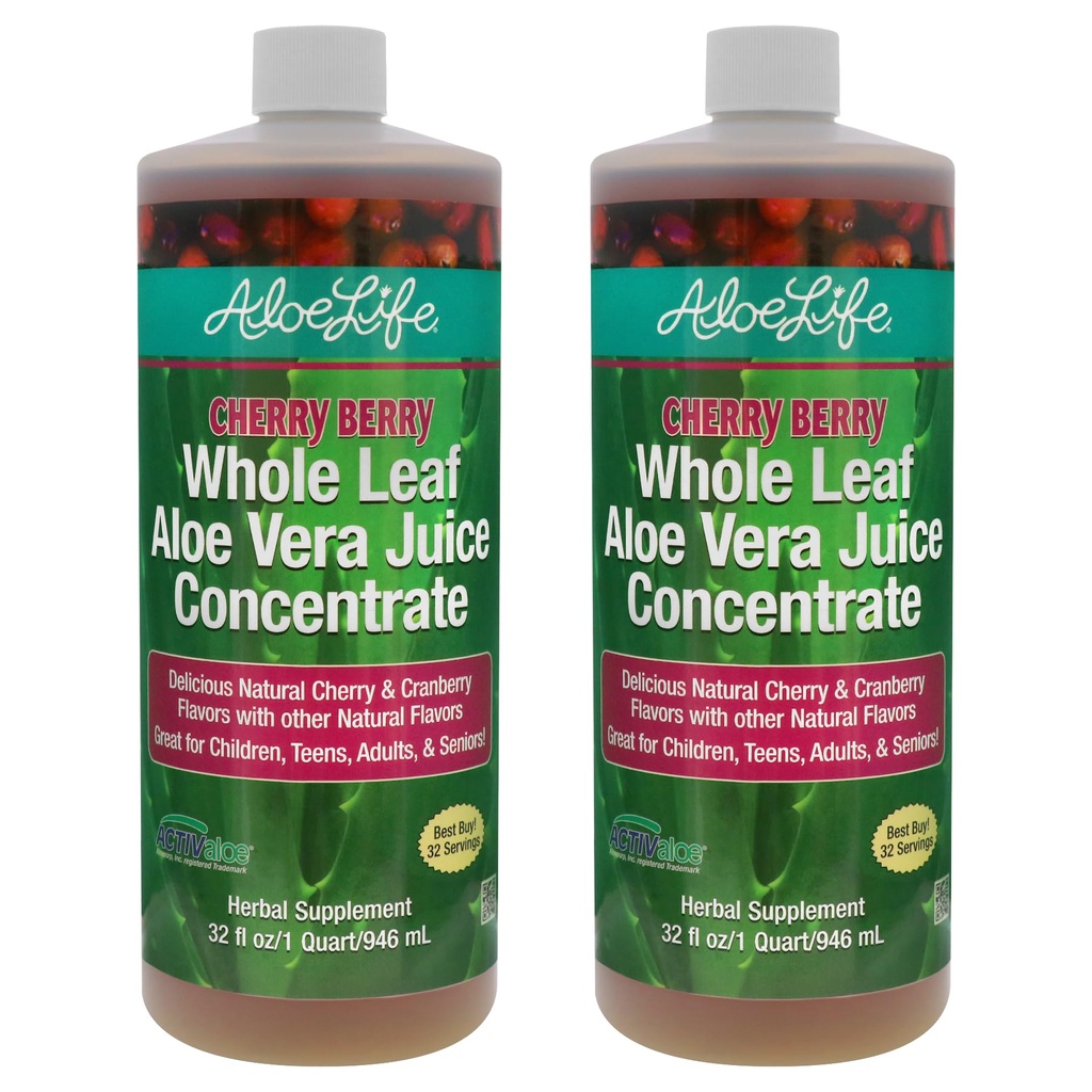 Aloë Life - Aloë Aloë Vera Juice, Biologisch, Glutenvrij (Cherry Berry, 32 oz)