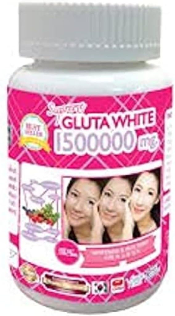 1 Fles X 30 Softgels Supreme Gluta White 1500000mg. Super Whitening Glutathion Anti - Veroudering. (Supreme Whitening Skin Boost up Collagen verwijderen Dark Spot en Scar Tighten Pore gezonde huid en haar)