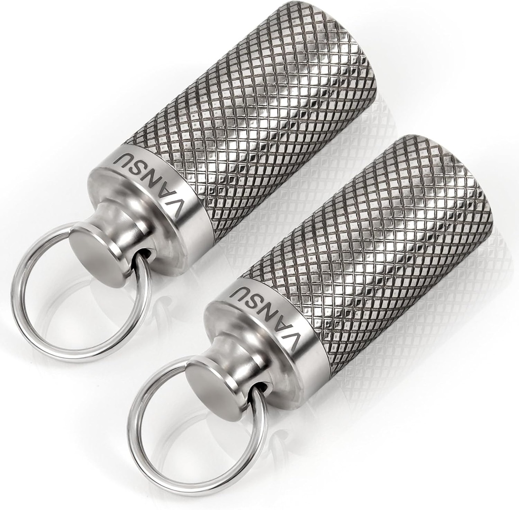 Titanium Waterdichte Keychain pil houder Container, Portable Mini Mini grootte pil doos voor Outdoor Travel Camping (2 Pack)