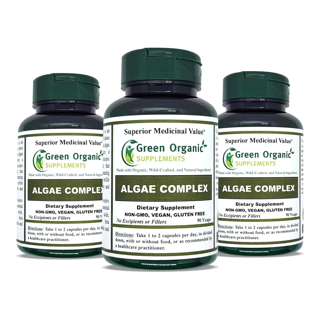 Algen, Fucoidan, Blue Green Algae, Kelp, Bladderwrack, Chlorella, Spirulina, Irish Moss, Dulse, 90 VCaps, High Absorbable, Non-GMO, Glutenvrij (Pack of 3)