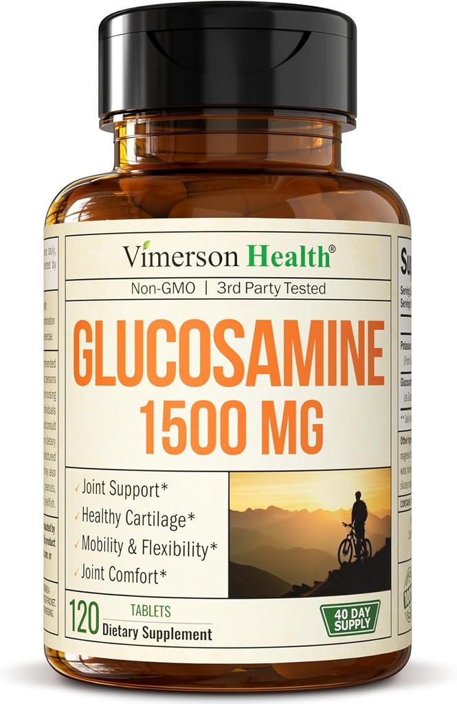 Glucosamine Sulfate 1500mg w/Potassium – FSA Eligible Joint Support Supplement for Cartilage, Bone & Joint Health, Occasional Discomfort Relief for Back, Knees & Hands – Glucosamine Complex 120 Tabs