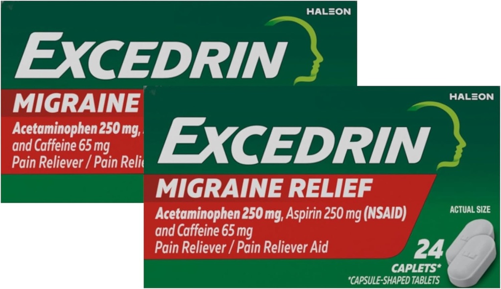 Excedrine Migraine Pain Reliever Caplets 24 ea (verpakking van 2)
