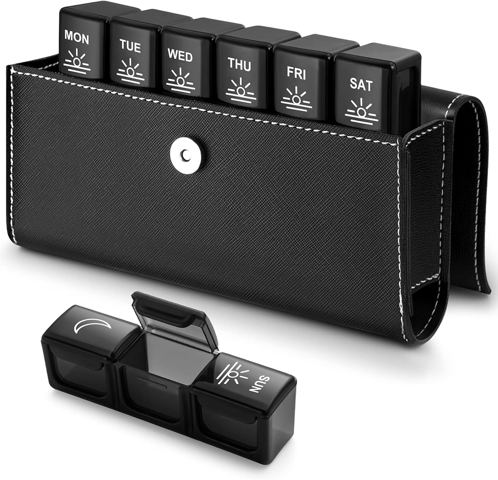 BUG HULL 3x een dag pil Organizer met PU geval - Weekly Travel Medicine Box voor 3 keer per dag