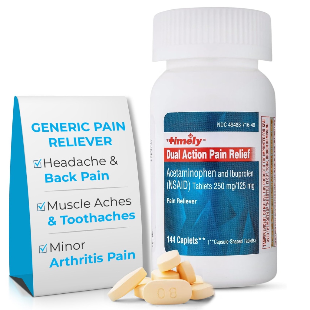 Tijdig Dual Action Acetaminophen 250 mg en Ibuprofen 125 mg 