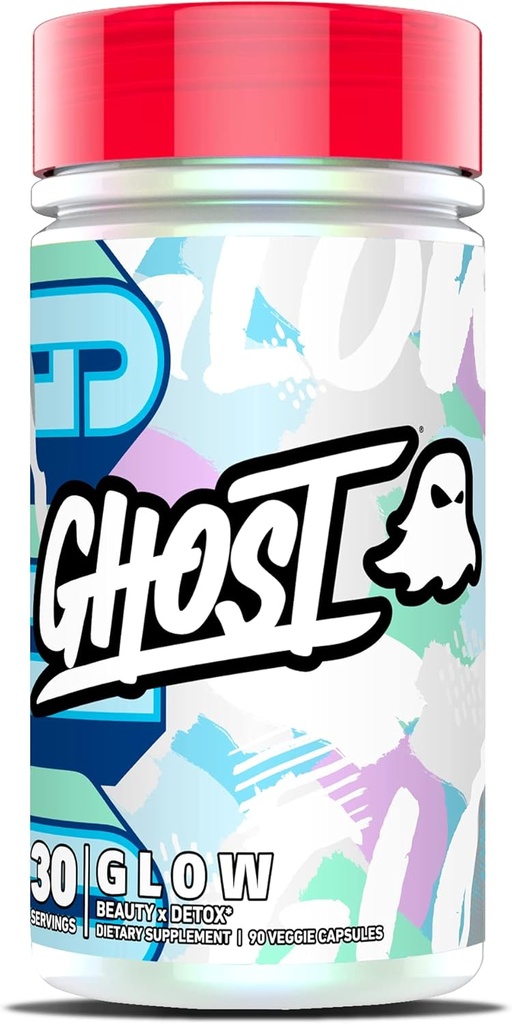GHOST Glow Capsules: Beauty and Detox Supplement - 90 Capsules - Skin Boosting Hyaluronic Acid, Biotin & L-Theanine for Skin-Boosting Support- Vegan, Glutenvrije