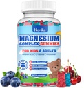 Kinderen Magnesium Gummies - Magnesium Glycinate Citrate Kauwbare Supplement met vitamine B6, D3, Passie Bloem, L-theanine - Suikervrij Kalm Magnesium voor kinderen & volwassenen slapen, Mood, Ontspanning, 60 Kauwen