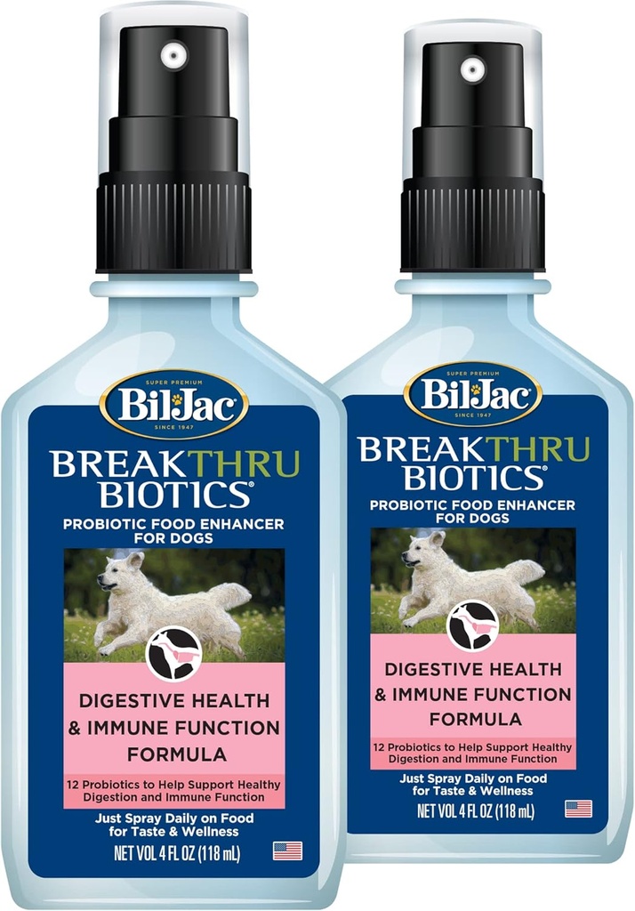Bil-Jac Breakthru Biotics Probiotic Supplement voor honden - 2-Pack, Premium Pet Digestive Health Support, Canine Food Enhancer met natuurlijke ingrediënten voor Gut Balance en Immune System Boost