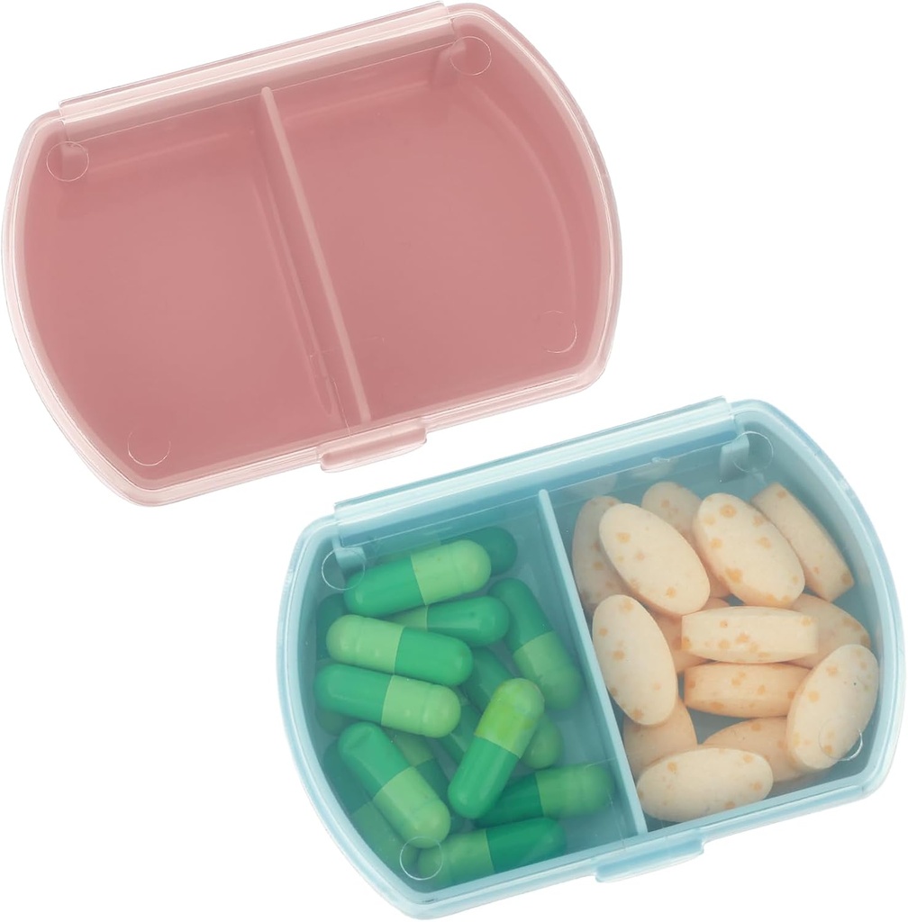 Sibba Pill Organizer Box Case 2 PCS Waterdichte Reizen Geneesmiddelen Container Purse Essentials Kleine schattige visoliehouder Supplementen Mini Pillbox Dispenser Herinnering Portable Pocket Pouch Accessoires